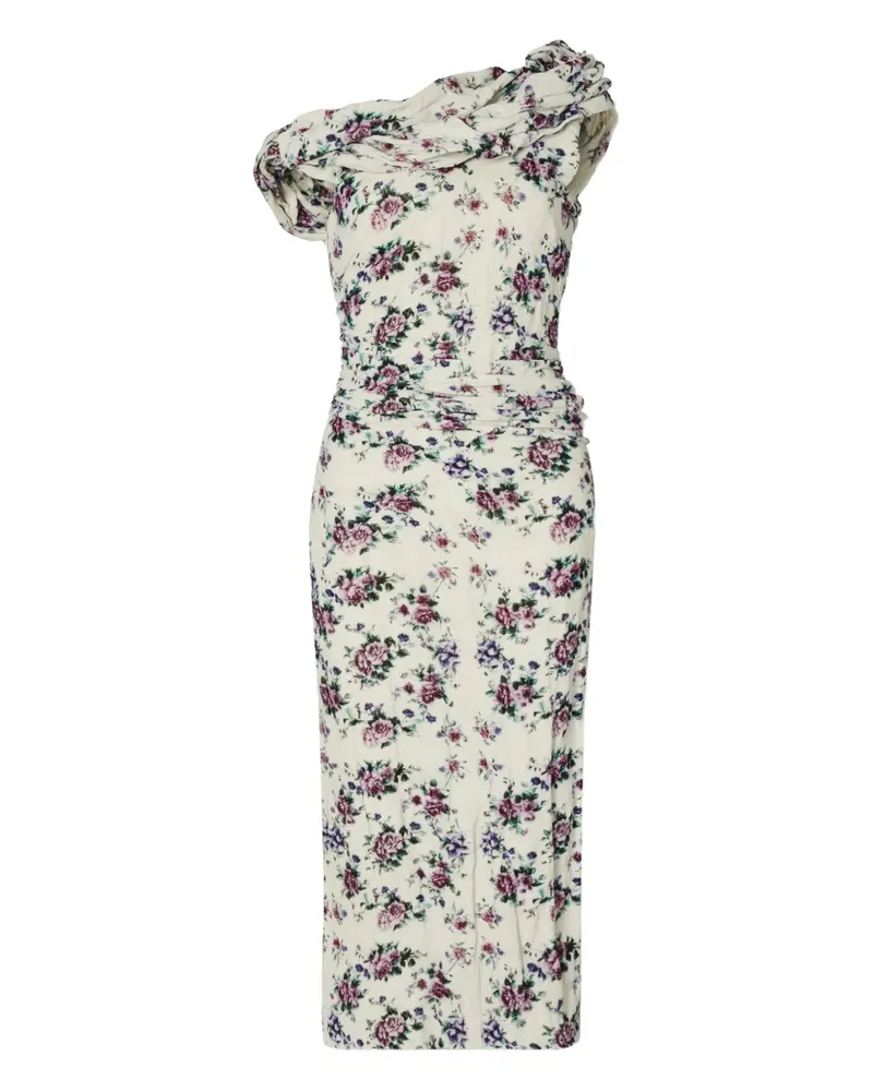 Tory Burch floral-print velvet midi dress - Nude Nude