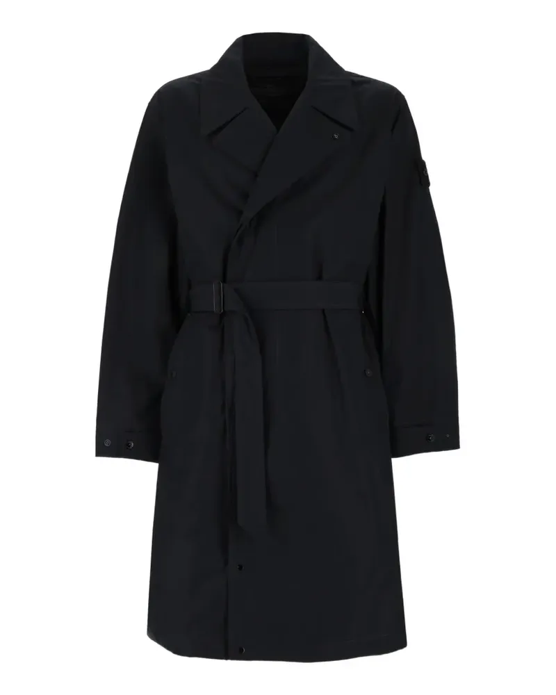 Stone Island Ghost belted logo-patch trench coat - Schwarz Schwarz