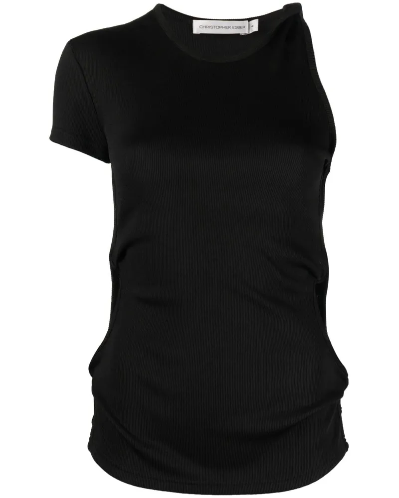 Christopher Esber Asymmetrisches T-Shirt - Schwarz Schwarz