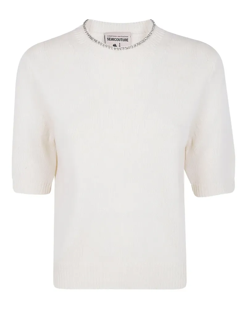 Semicouture Pullover mit Kristallen - Weiß Weiß