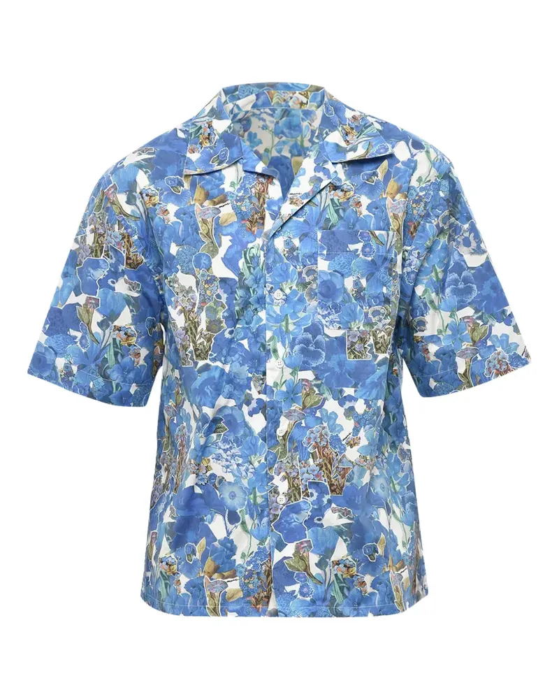 Marni floral-print bowling shirt - Blau Blau