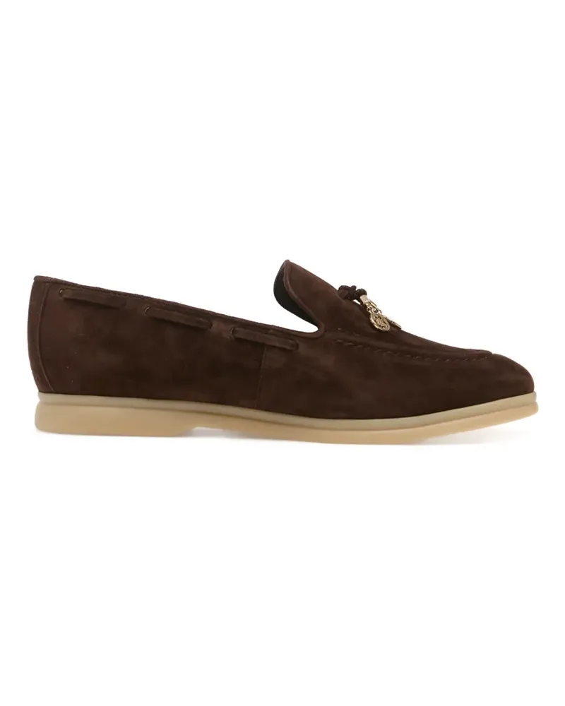 Guess Aryanai logo-charm suede loafers - Braun Braun