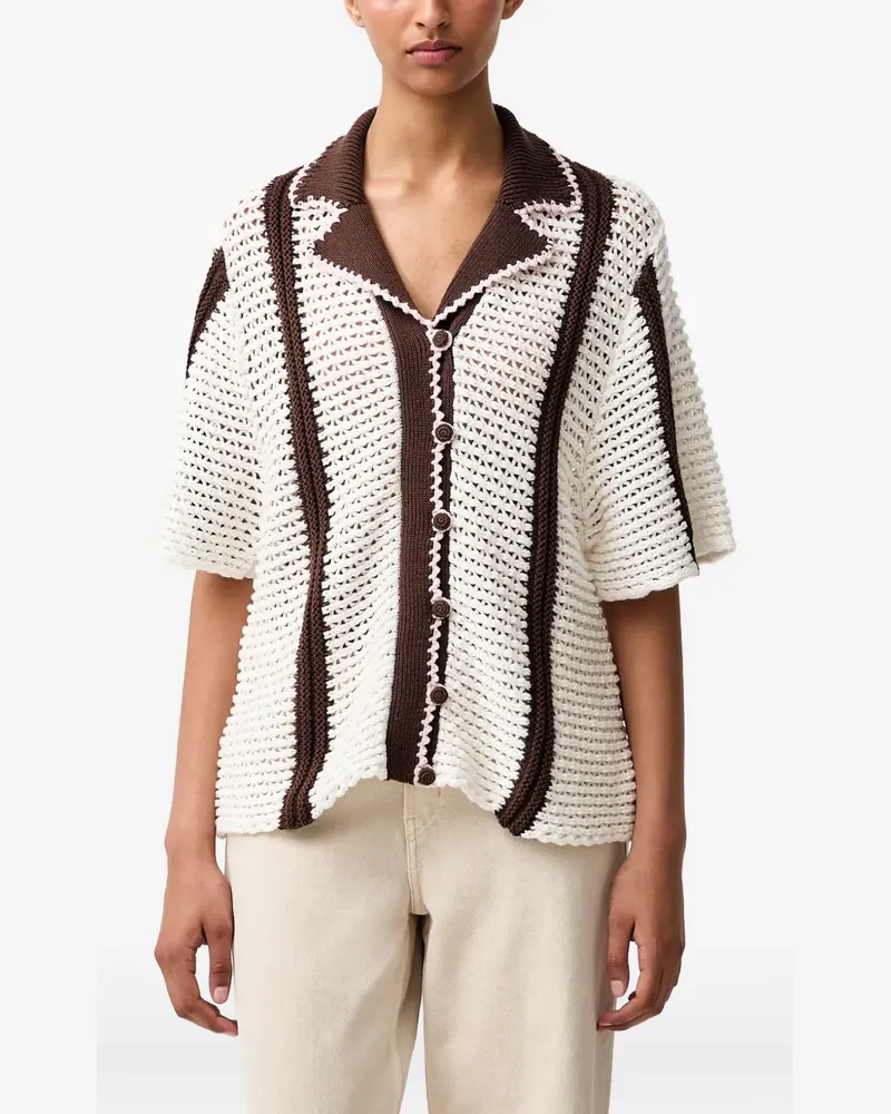 Stine Goya Gehäkelter Cardigan mit Streifen - Weiß Weiß