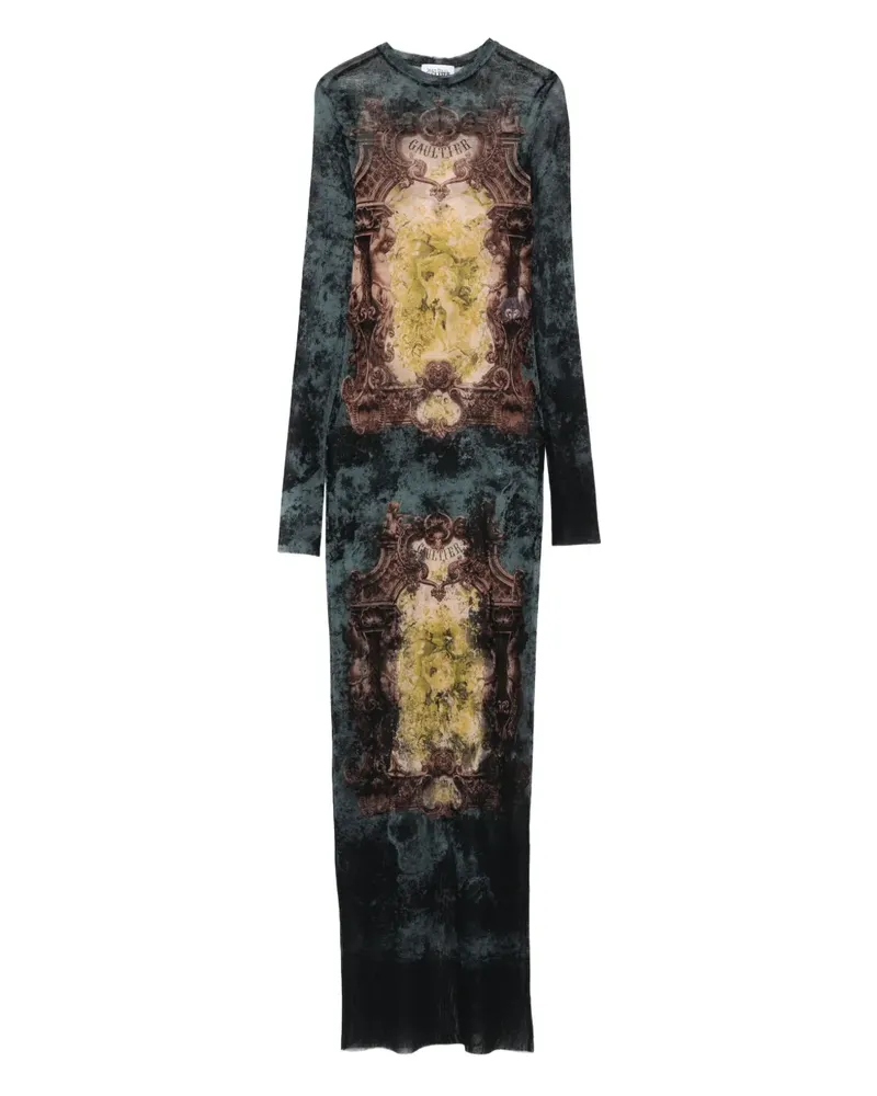 Jean Paul Gaultier Maxikleid mit Barock-Print - Schwarz Schwarz