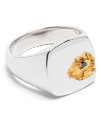 Tom Wood Ring mit schwarzem Diamanten Silber