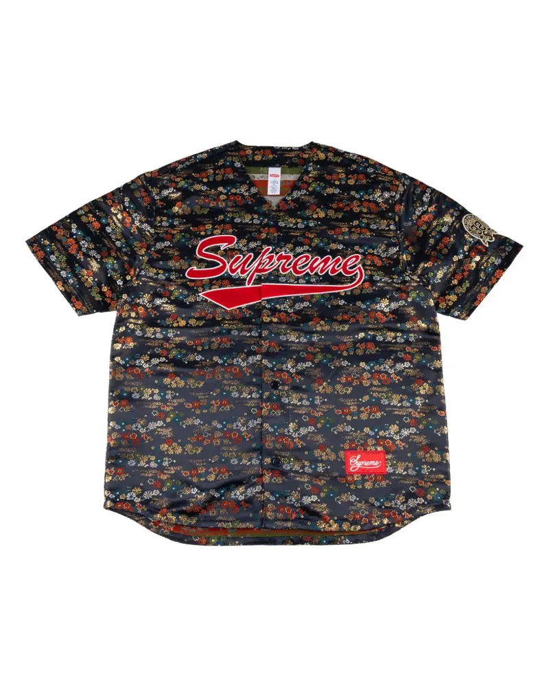 Supreme Being floral-print baseball jersey - Blau Blau