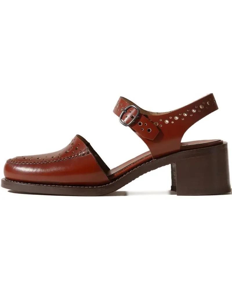 HEREU Perforierte Picada Pumps mit Schnallenverschluss 50mm - Braun Braun