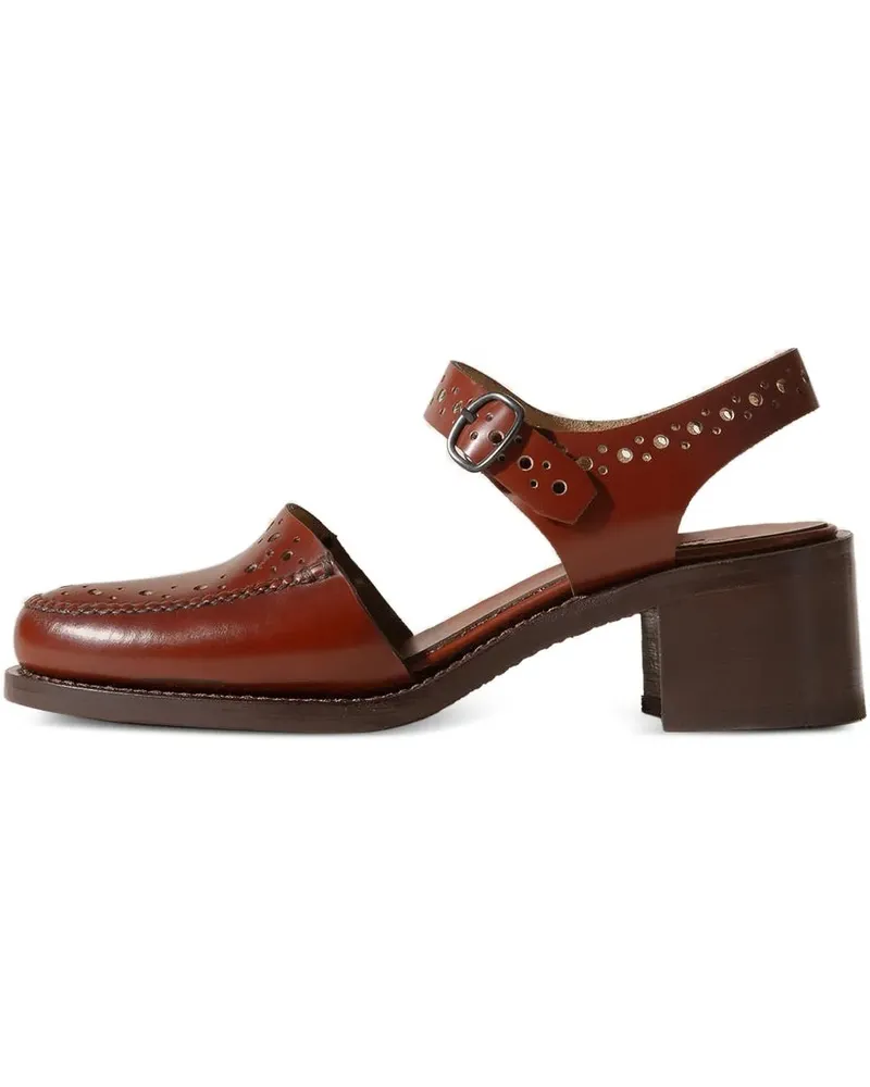 HEREU Perforierte Picada Pumps mit Schnallenverschluss 50mm - Braun Braun