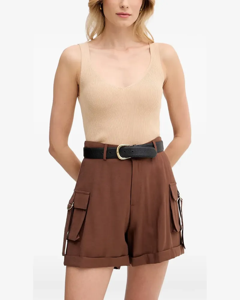 Gaudi ribbed-knit V-neck top - Nude Nude