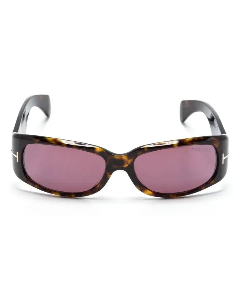 Tom Ford Eckige Sonnenbrille in Schildpattoptik - Braun Braun