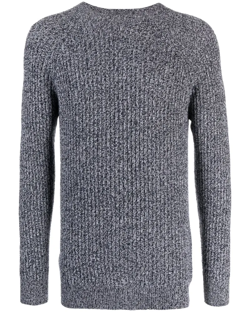 Johnstons of Elgin Gerippter Pullover aus meliertem Kaschmir Blau