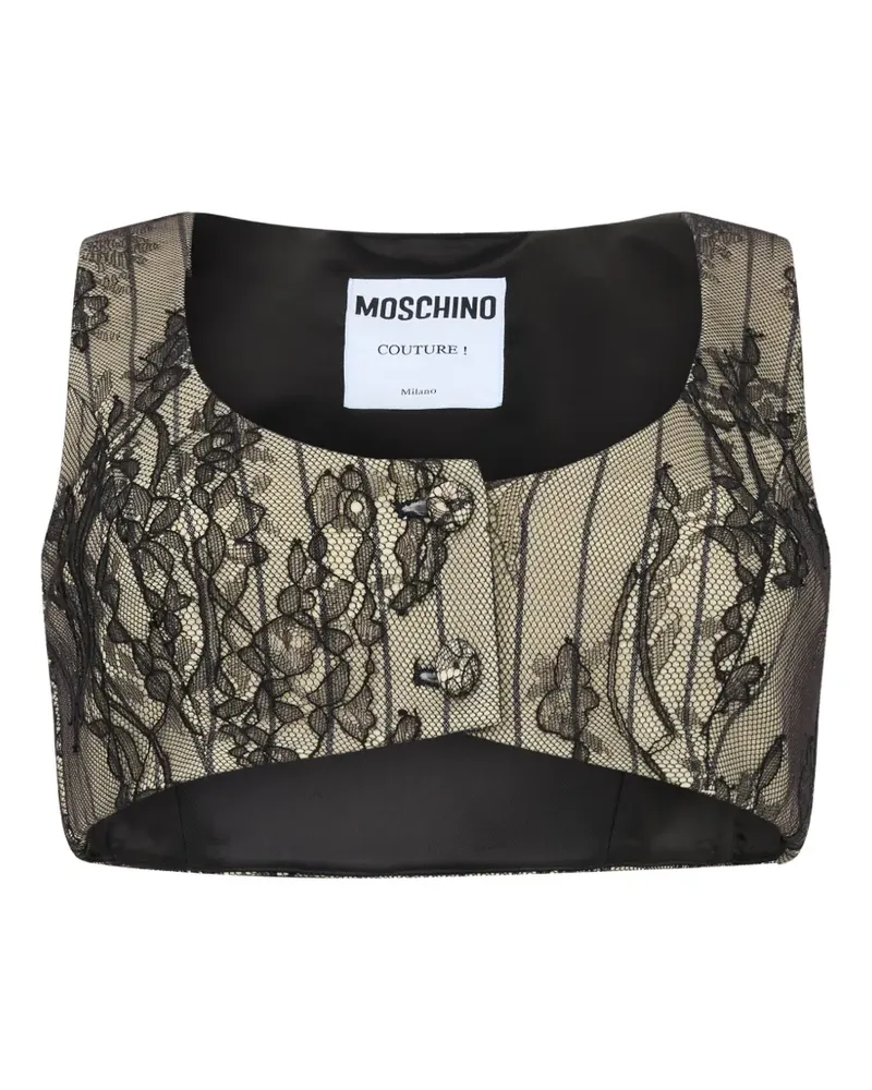 Moschino lace-overlay cropped top - Nude Nude