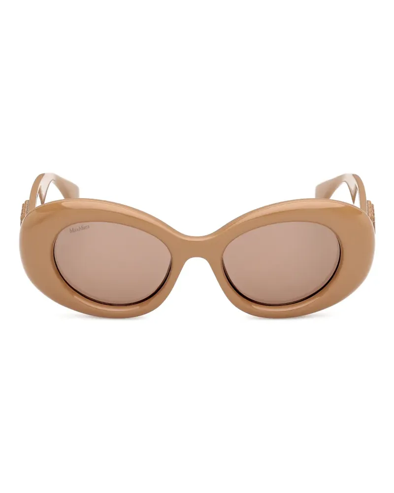 Max Mara logo-plaque oval-frame sunglasses - Nude Nude