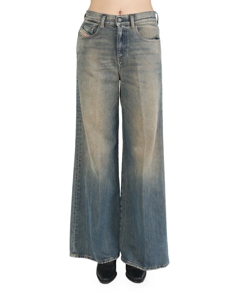 Diesel logo-patch wide-leg jeans - Blau Blau
