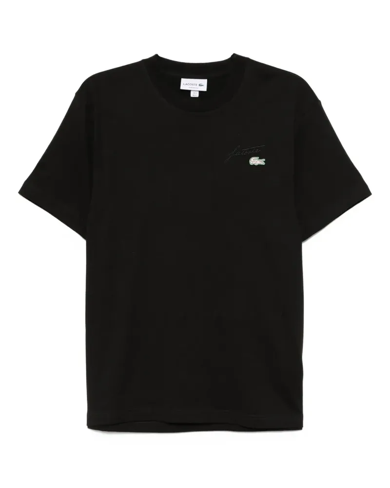 Lacoste T-Shirt mit Logo-Stickerei - Schwarz Schwarz
