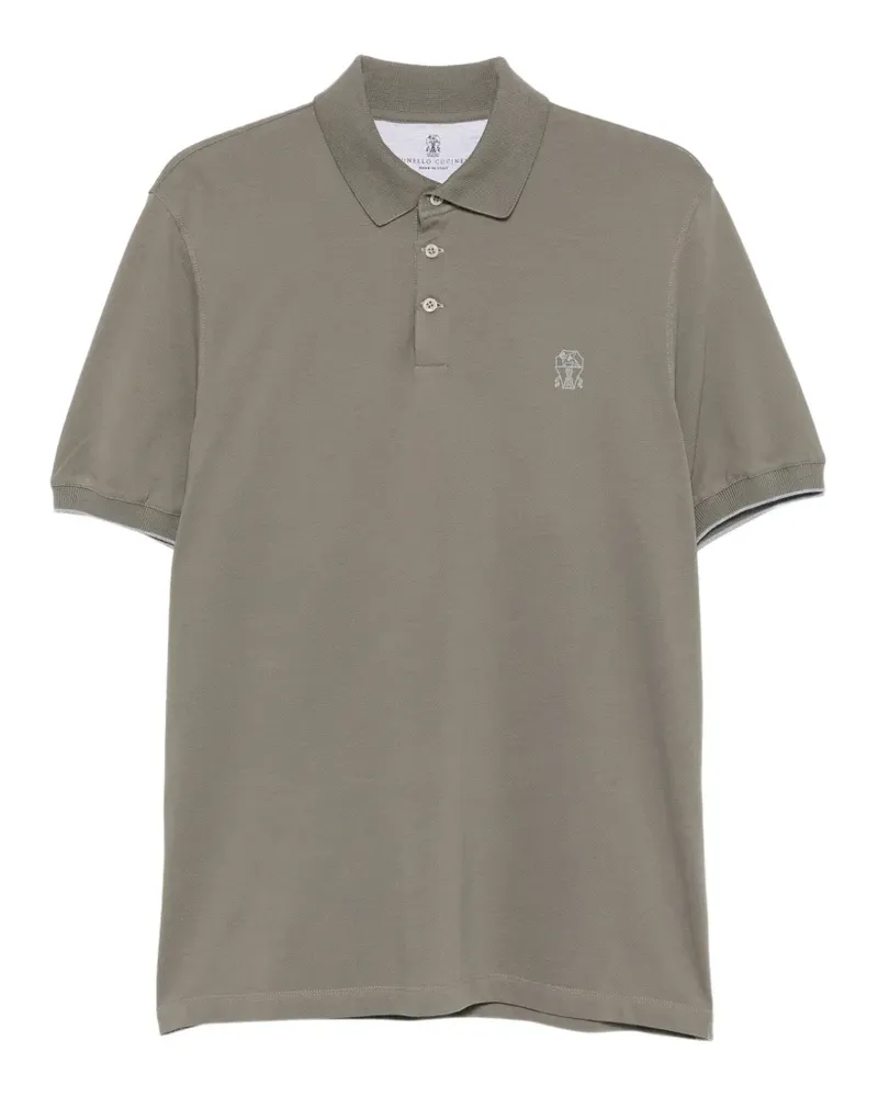 Brunello Cucinelli Poloshirt mit Logo-Stickerei - Grün Grün