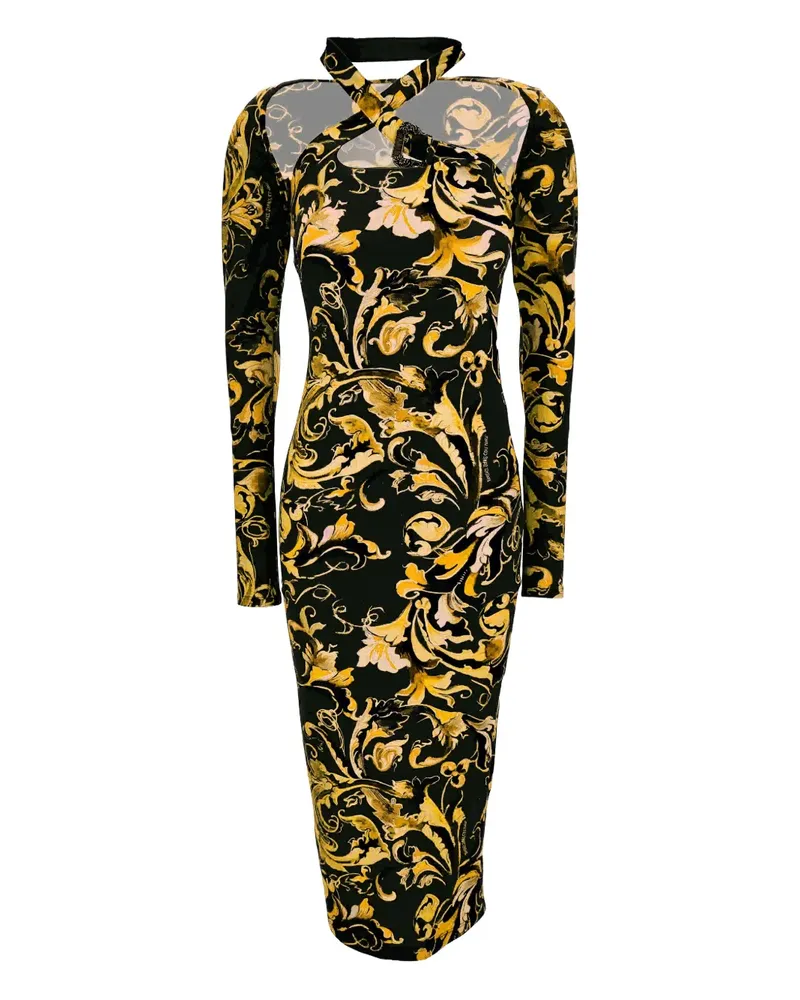 Versace Jeans Midikleid mit Barocco-Print - Schwarz Schwarz