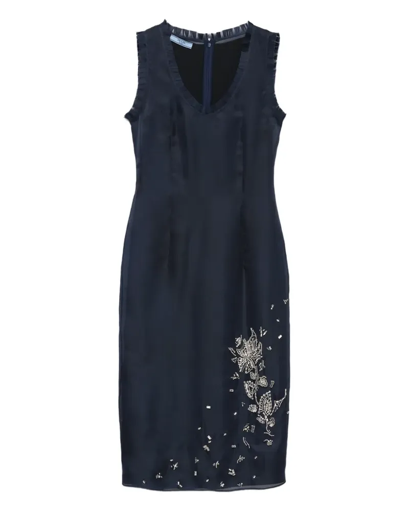 Prada Besticktes Seidenkleid - Blau Blau