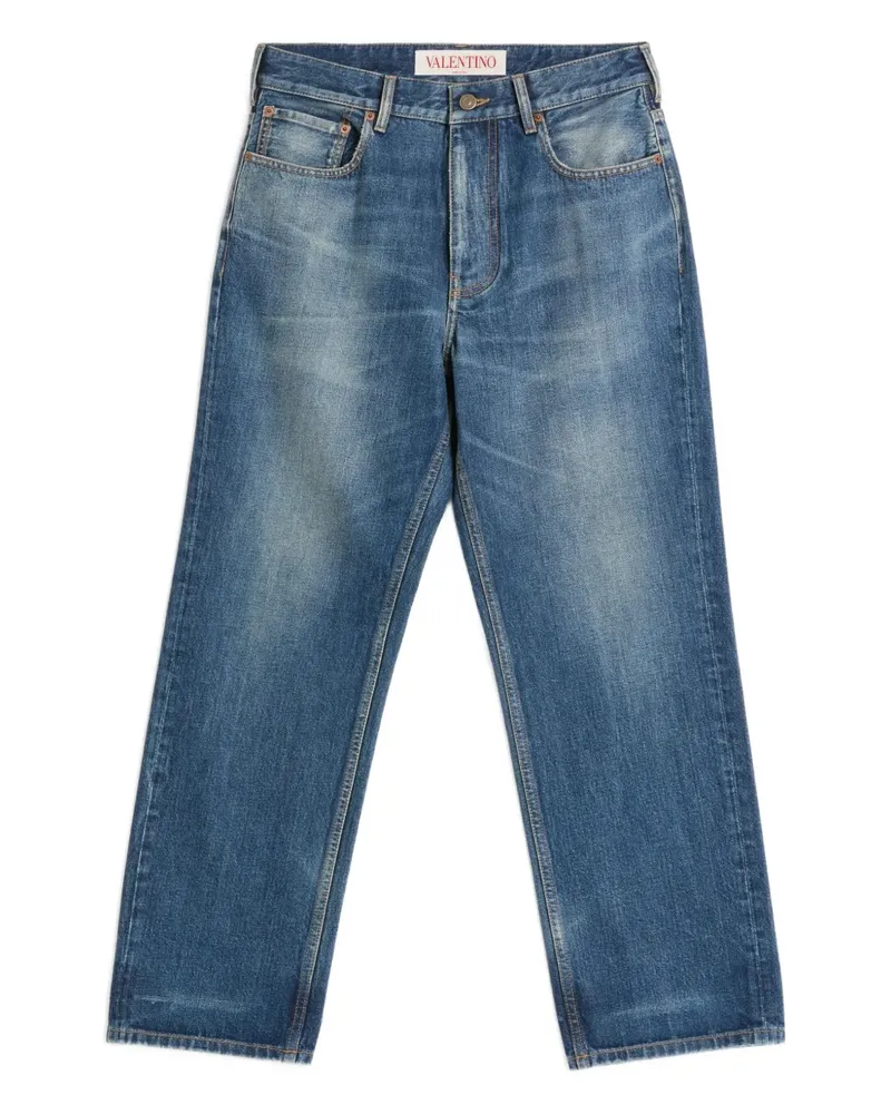 Valentino Garavani Ausgeblichene Straight-Leg-Jeans mit Logo - Blau Blau