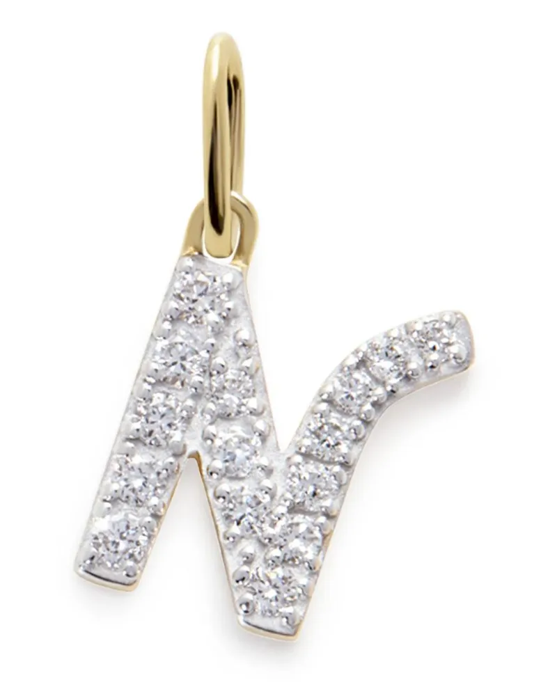 Monica Vinader 14kt Gelbgoldhalskette mit N-Anhänger mit Diamant Gold