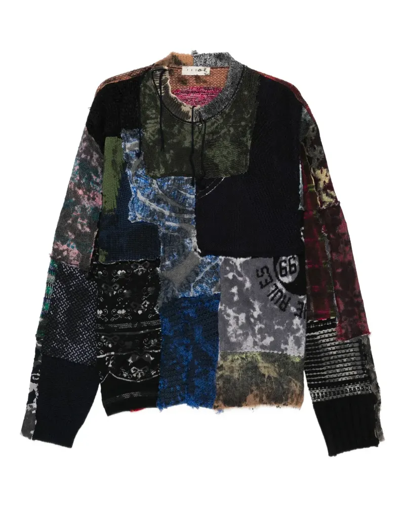 PAURA Utopia Pullover im Patchwork-Look - Schwarz Schwarz