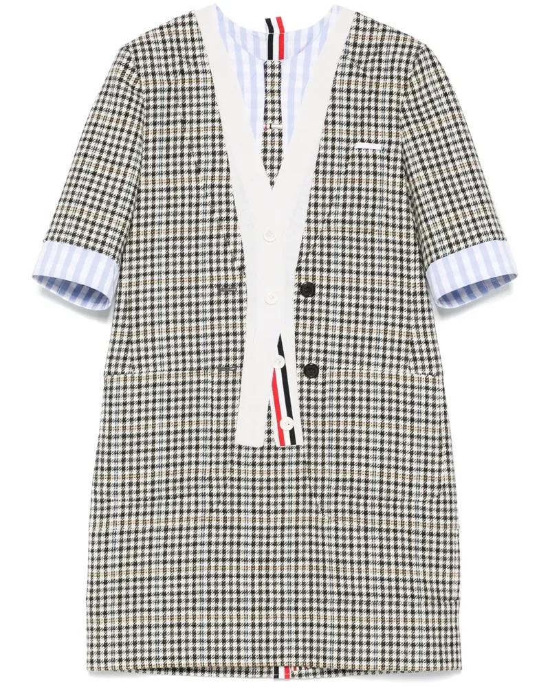 Thom Browne Kariertes Minikleid mit Trompe-l'oeil-Patch - Nude Nude