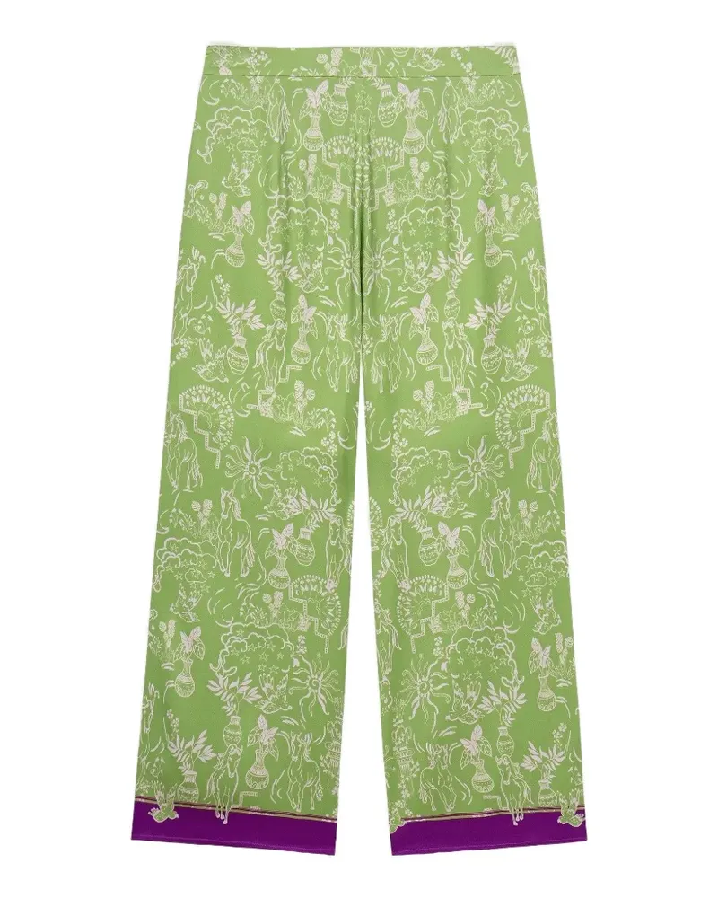 Shanghai Tang mulberry silk palazzo pants - Nude Nude