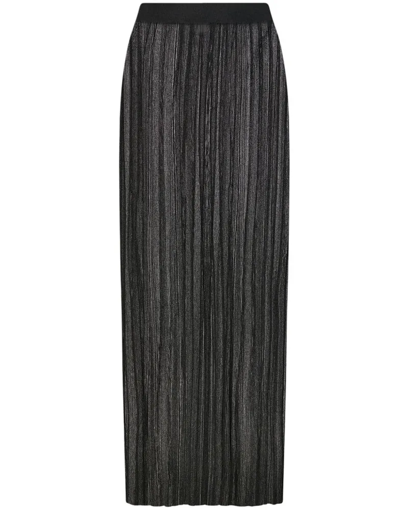 Rosetta Getty Semi-transparenter Plisseerock - Schwarz Schwarz