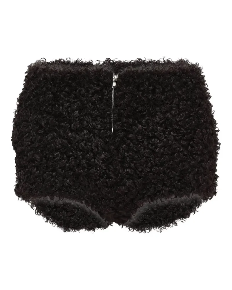 pushBUTTON faux-fur shorts - Schwarz Schwarz