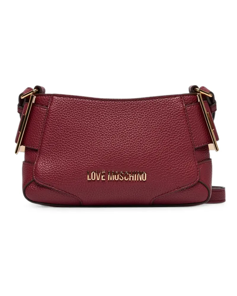 Moschino Umhängetasche mit Logoplakette und gekörnter Struktur - Rot Rot