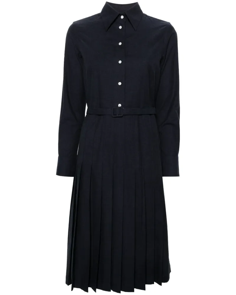 Thom Browne Midi-Hemdkleid aus Flanell mit Falten - Blau Blau