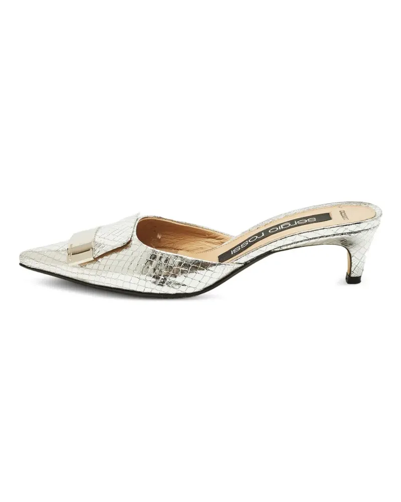 Sergio Rossi Mules mit Kroko-Prägung - Silber Silber