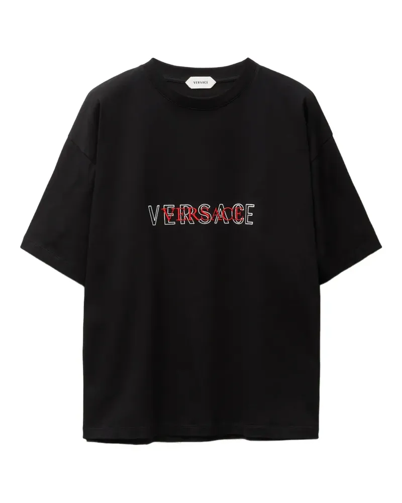 Versace embroidered-logo cotton-jersey regular T-shirt - Schwarz Schwarz