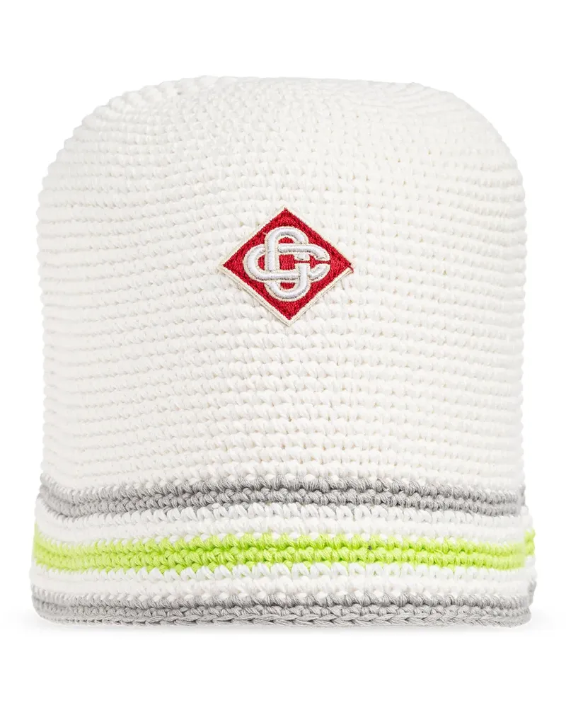 Casablanca Paris embroidered trimmed beanie hat - Weiß Weiß