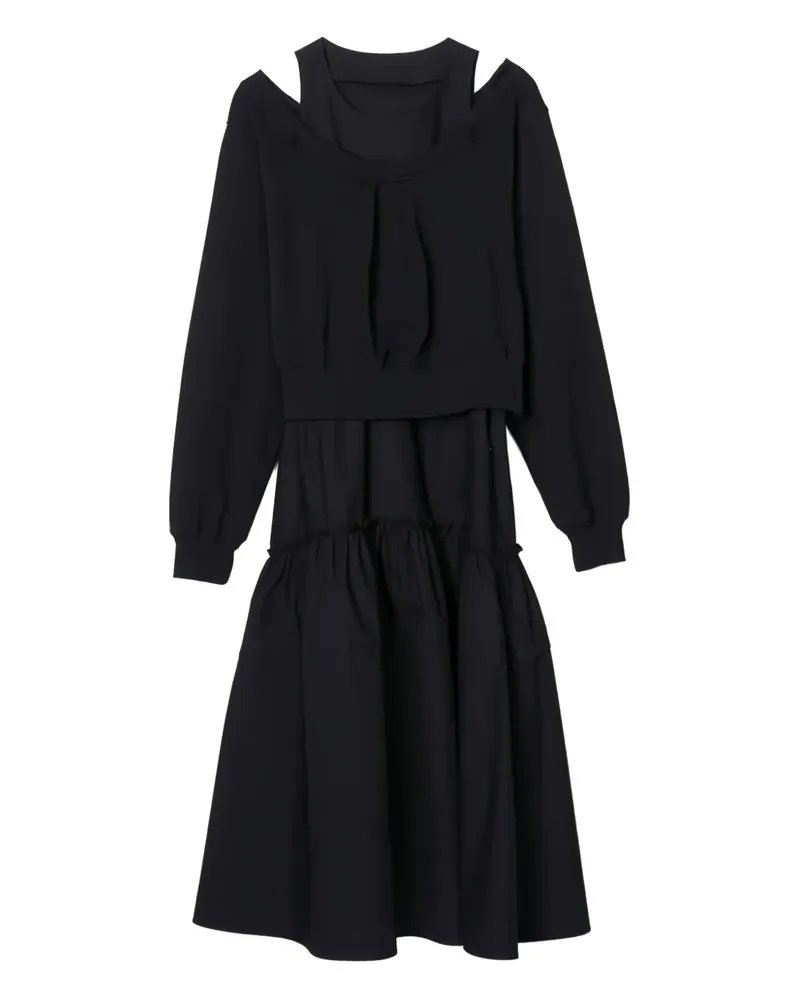 3.1 phillip lim Gestuftes Cold-Shoulder-Midikleid - Schwarz Schwarz