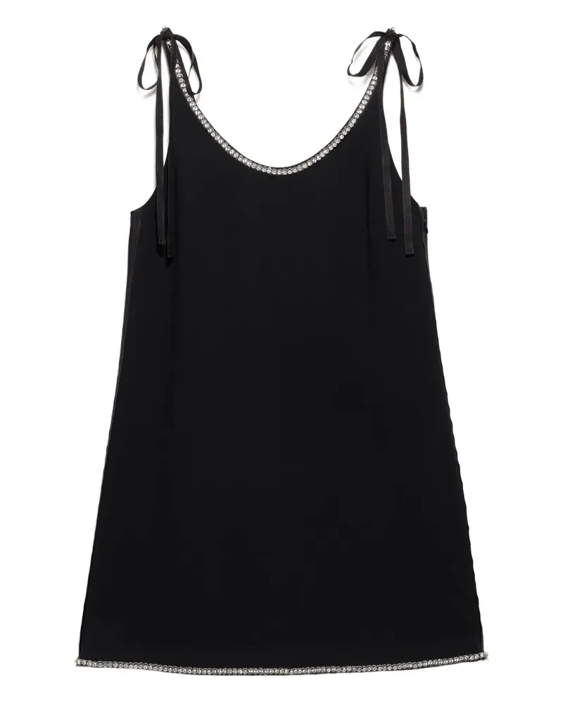 Prada Perlenverziertes Minikleid mit Schleifenverschluss - Schwarz Schwarz