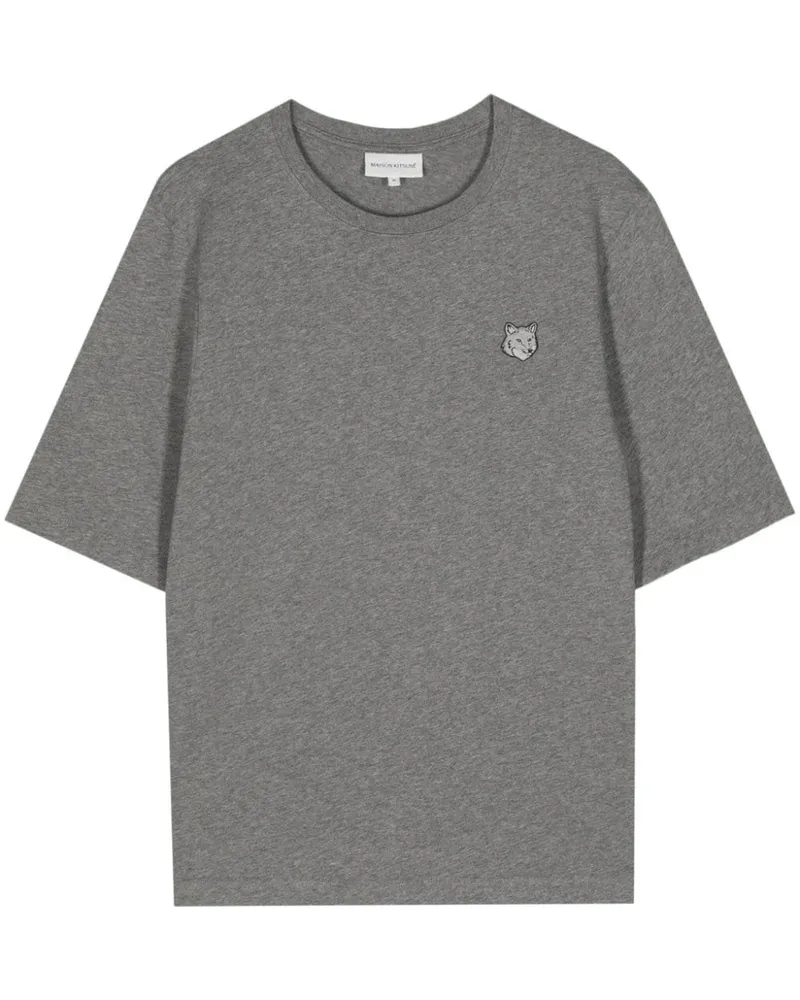 Kitsuné T-Shirt mit Fuchskopf Grau