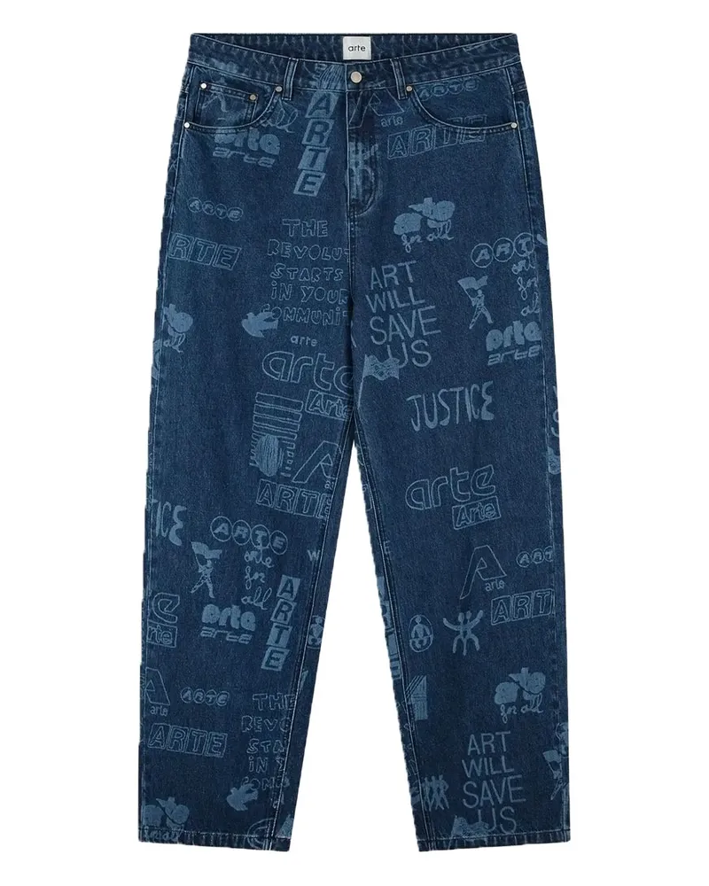Arte Antwerp Jeans mit Graffiti-Print - Blau Blau