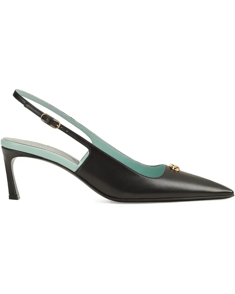Sergio Rossi logo-plaque slingback pumps - Schwarz Schwarz