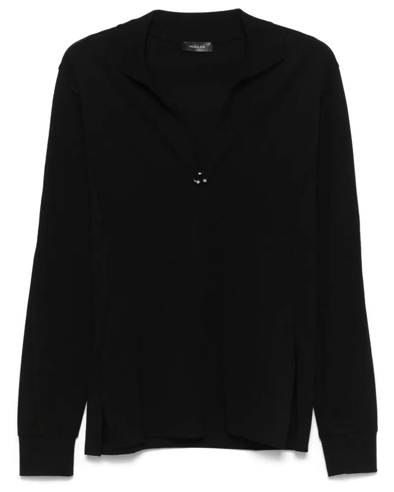 Thierry Mugler Poloshirt mit Piercing - Schwarz Schwarz