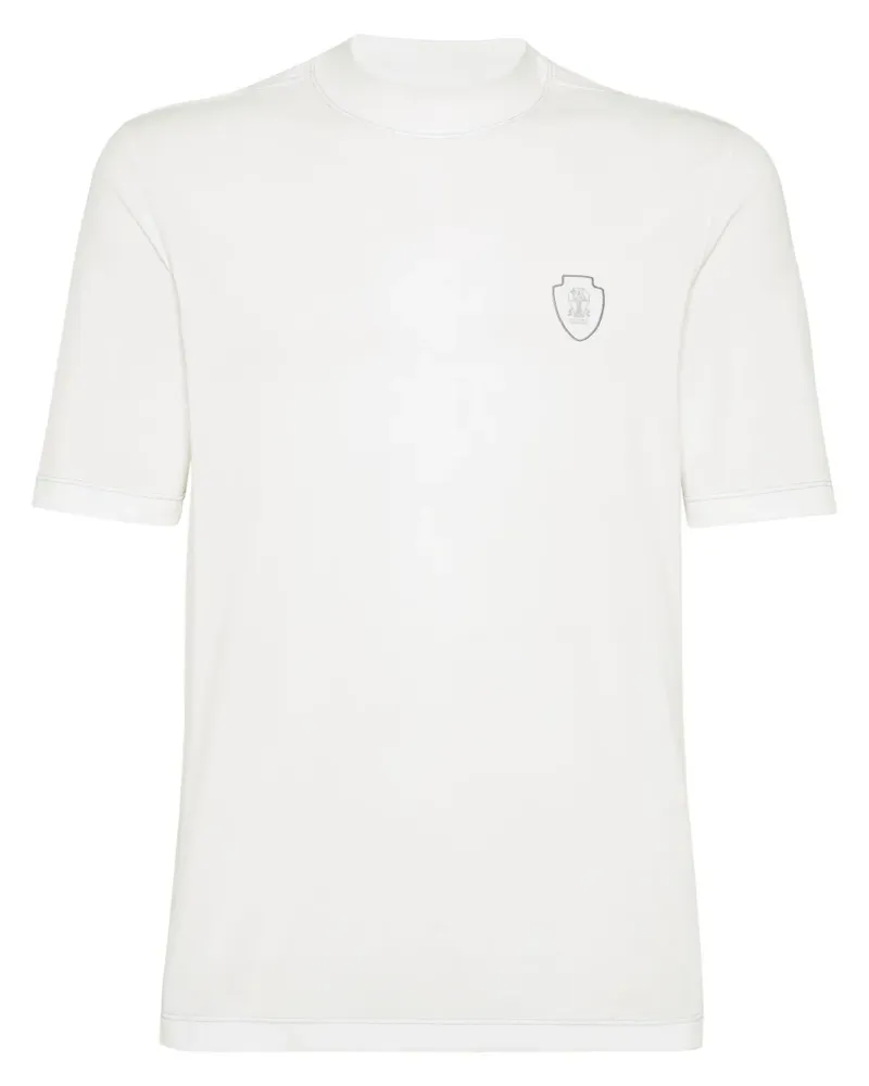 Brunello Cucinelli T-Shirt mit Logo-Applikation - Weiß Weiß