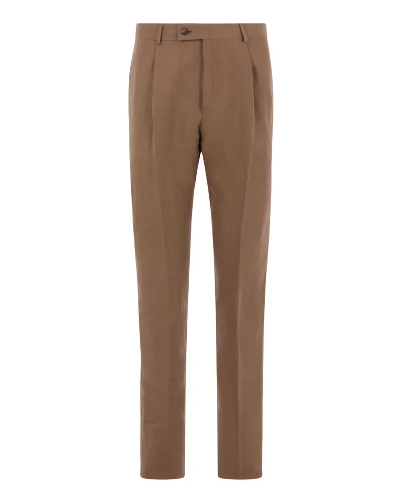 Caruso pleated linen tailored trousers - Braun Braun