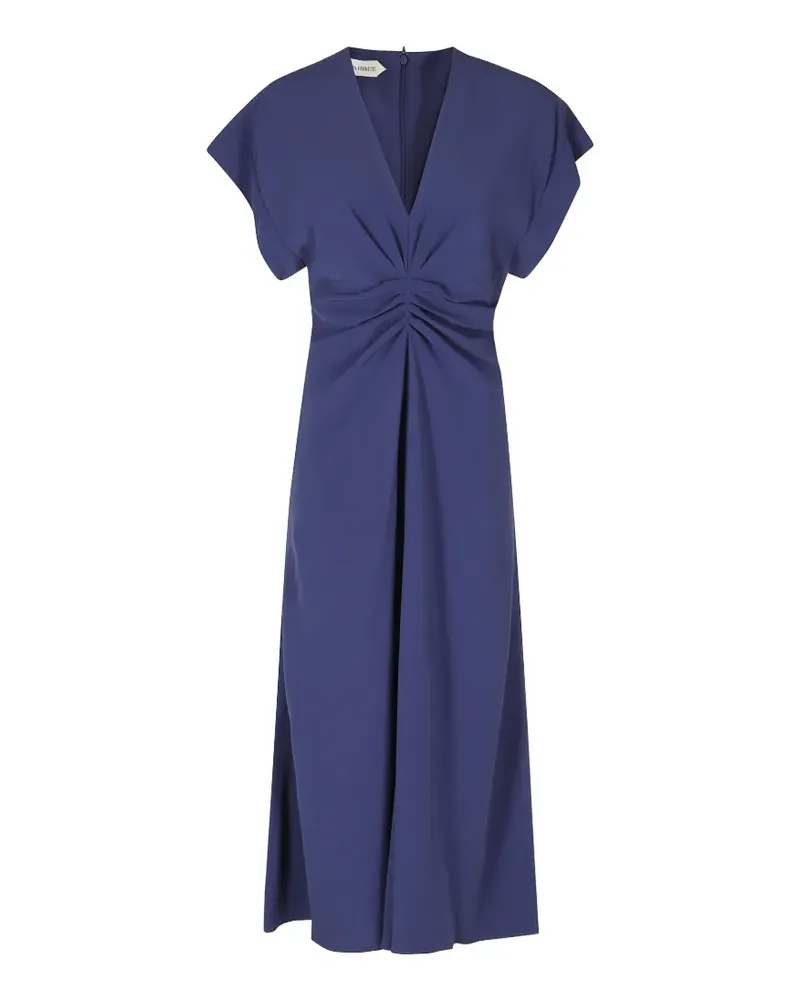 Alberta Ferretti Gerafftes Kleid mit V-Ausschnitt - Blau Blau