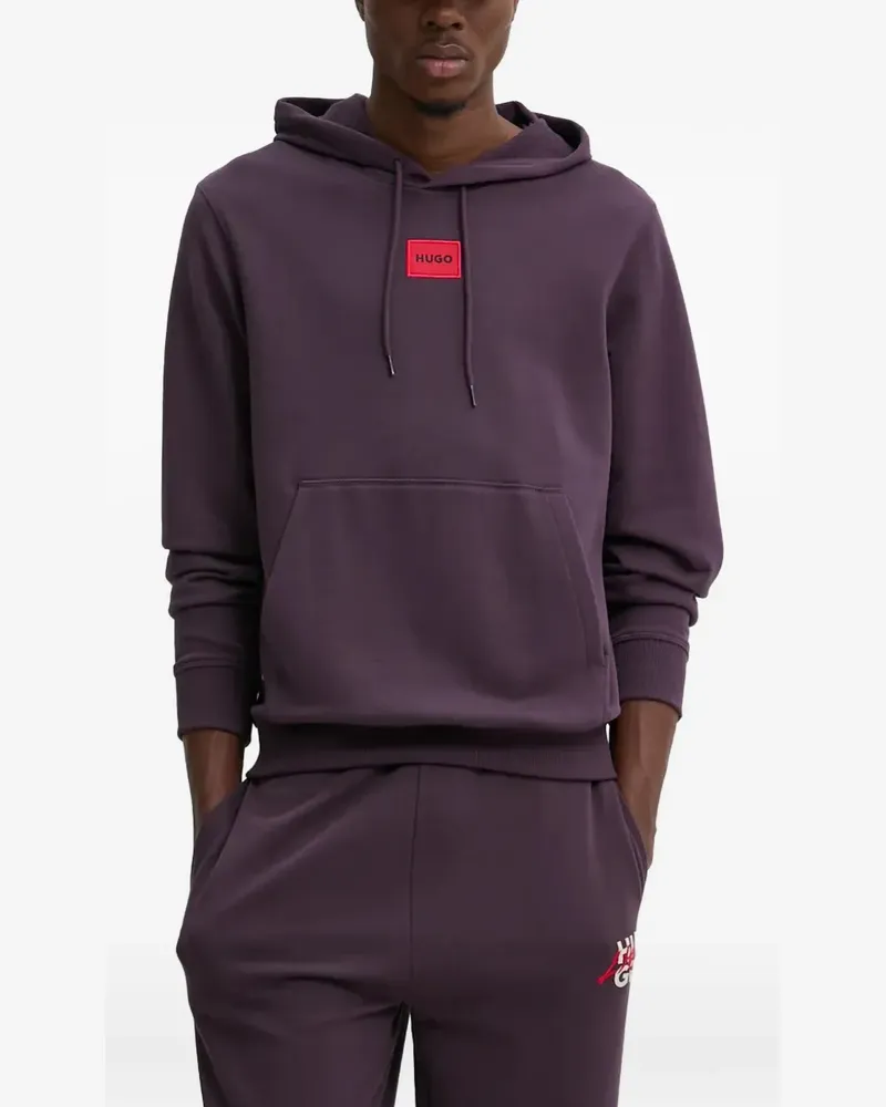 HUGO BOSS logo-patch hoodie - Violett Violett