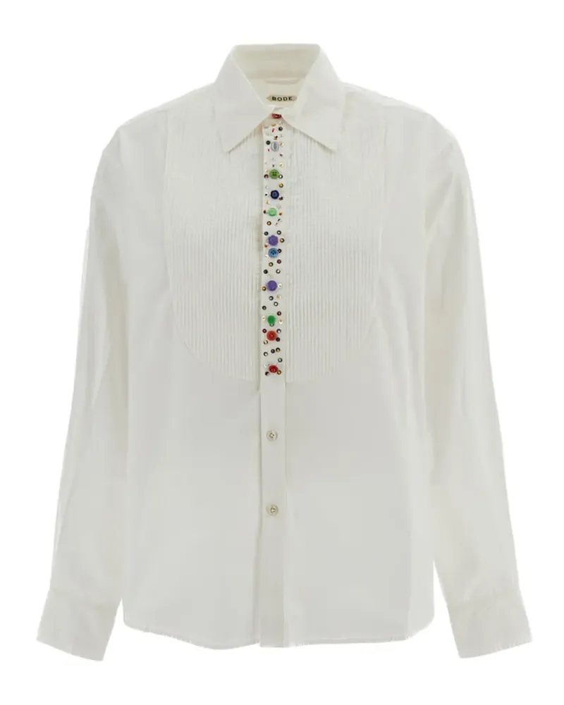 BODE Button Jar embellished pintuck-pleat shirt - Weiß Weiß