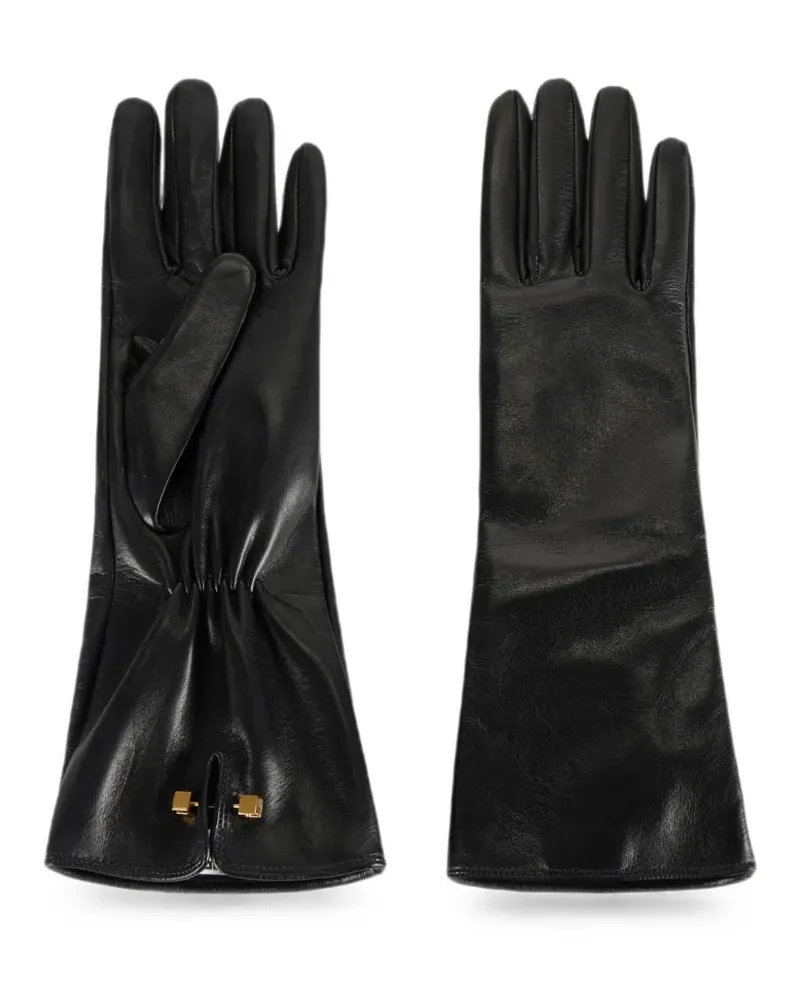 Elisabetta Franchi Handschuhe aus Nappaleder mit Piercing - Schwarz Schwarz