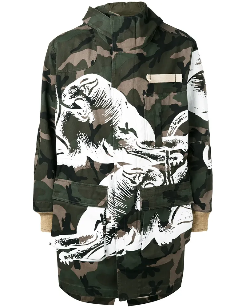 Valentino Garavani Camouflage-Mantel mit Panther-Print - Grün Grün