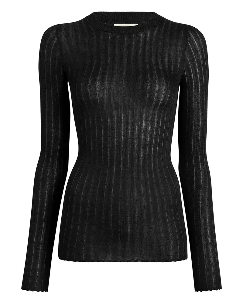 KHAITE Elm ribbed long-sleeve top - Schwarz Schwarz