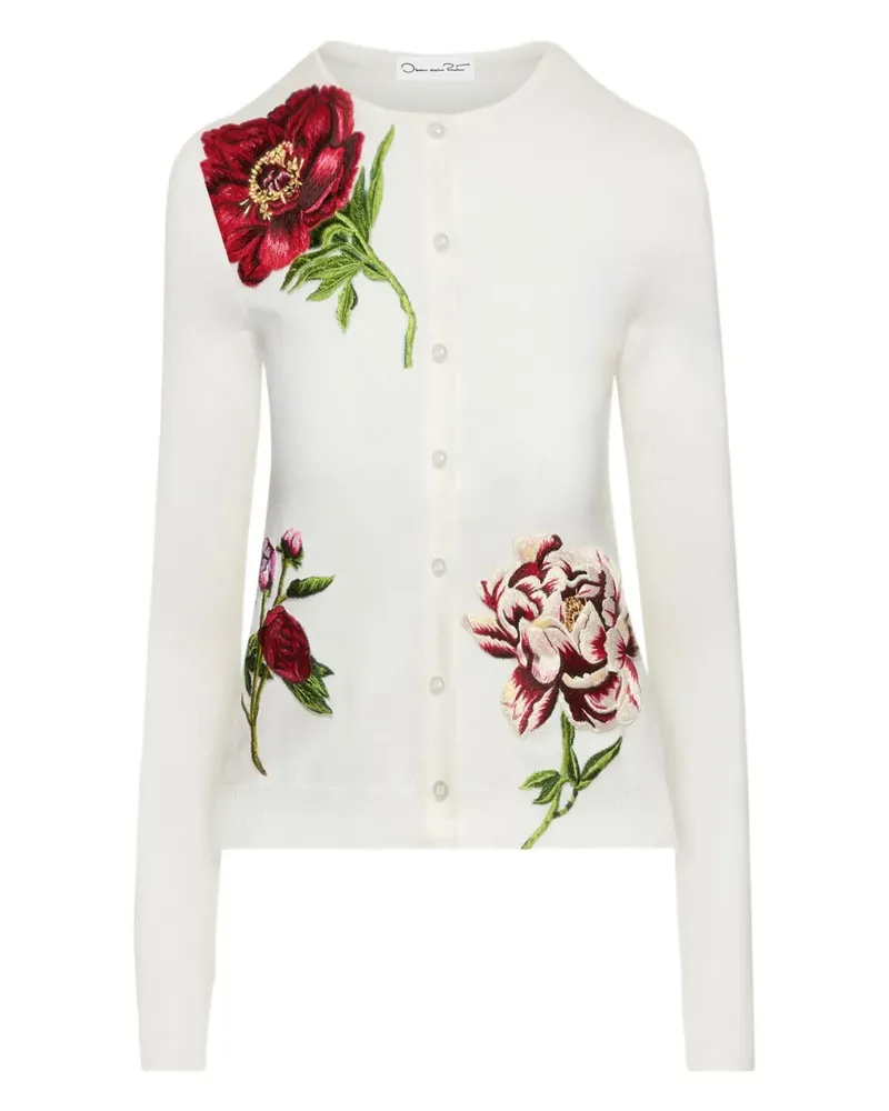 Oscar de la Renta Cardigan mit Pfingstrosenmuster - Nude Nude