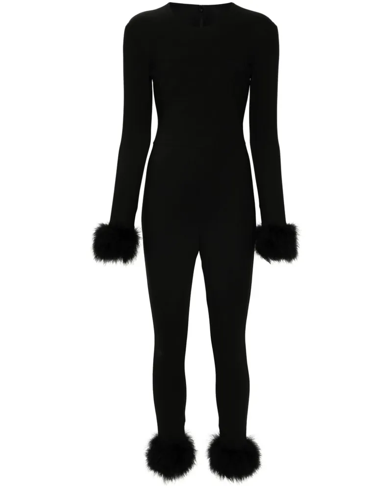 Blumarine Taree Jumpsuit mit Federn - Schwarz Schwarz
